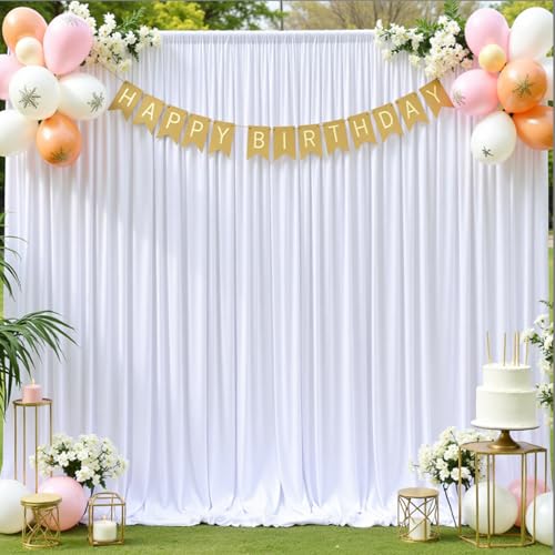 NSSONBEN 10x10 ft Wrinkle Free White Backdrop Curtains for Parties, Polyester Photo Backdrop Drapes 2 Panels 5x10ft for Wedding Birthday Party Photography Background Indoor Outdoor - Image 5