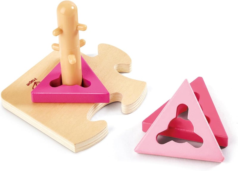 Hape Creative Peg Puzzle by | Wooden Stacker Peg Problem Solving Puzzle for Toddlers, Stacking Toy with Different Grooved Ss, Pegged Posts and Bright Colours - Image 5