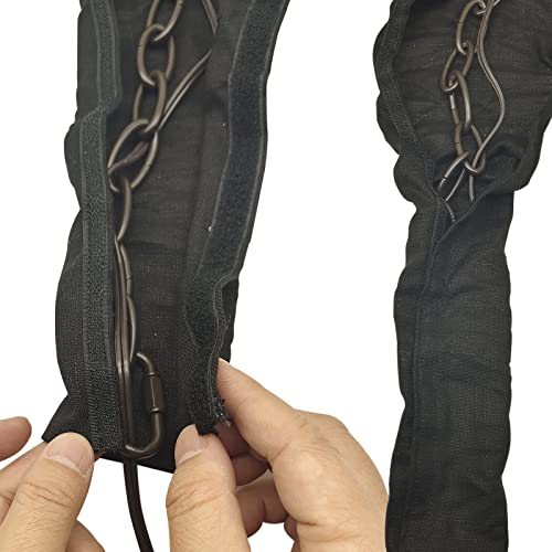 EIFHYT Fabric Cord Cover & Chandelier Chain Cover 2 Pack 6Feet Length for Chandelier Lighting Wires Natural Burlap Easy to Install (Black) - Image 5