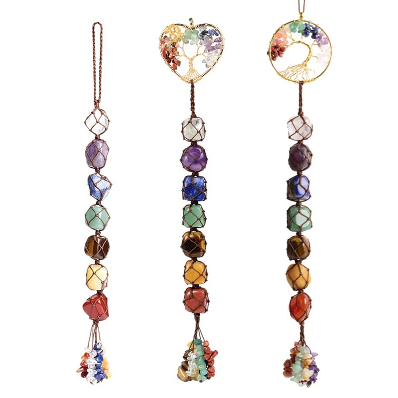 Anjiucc 7 Chakra Stone Healing Crystal Tree of Life Wall Hanging Home Interior Decoration - Image 1