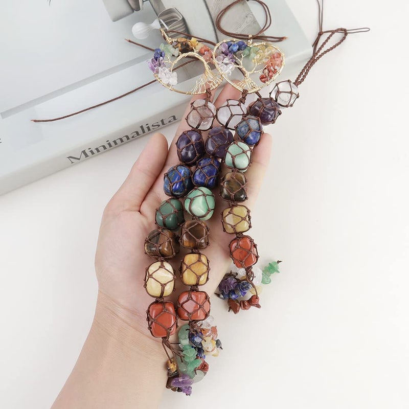 Anjiucc 7 Chakra Stone Healing Crystal Tree of Life Wall Hanging Home Interior Decoration - Image 4