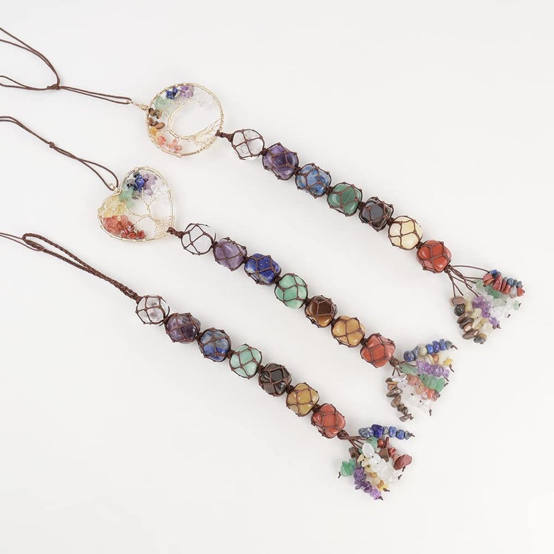 Anjiucc 7 Chakra Stone Healing Crystal Tree of Life Wall Hanging Home Interior Decoration - Image 3