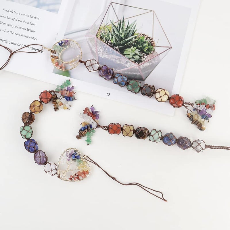 Anjiucc 7 Chakra Stone Healing Crystal Tree of Life Wall Hanging Home Interior Decoration - Image 5