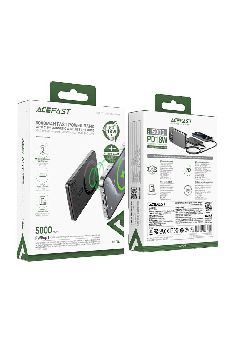 أسيفاست باور بانك مغناطيسي سريع الشحن اللاسلكي M8 PD18W بقدرة 5000 مللي أمبير في الساعة - Image 3