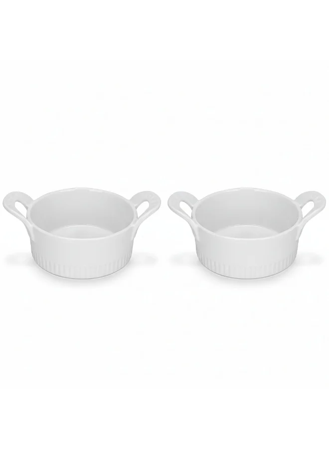 فيسمان 2-Piece Round Baking Dish 10.5x6cm-250ml Porcelain Elegant White, Horeca Series