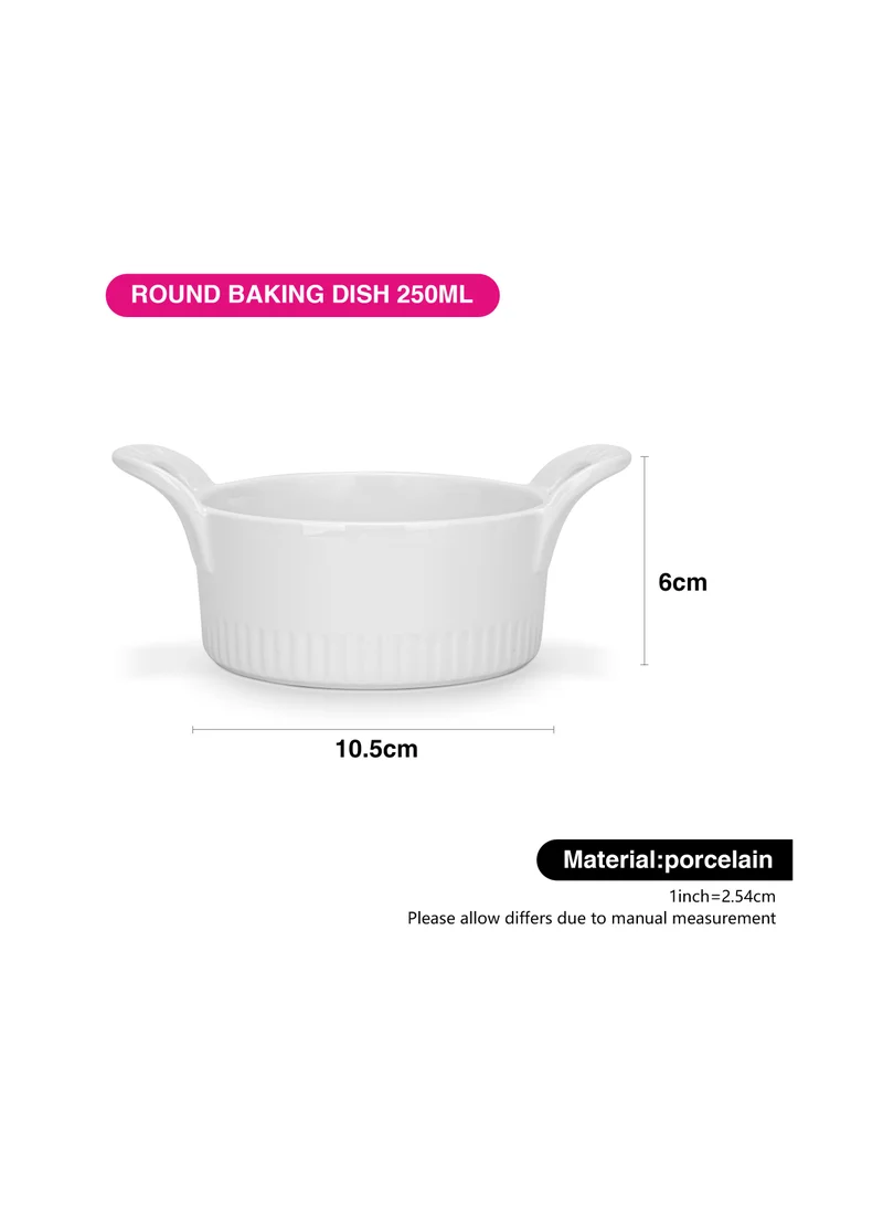 Fissman  2-Piece Round Baking Dish 10.5x6cm-250ml Porcelain Elegant White, Horeca Series  | Best Price UAE