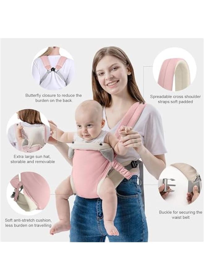 HOOKOR Baby Carrier Newborn to Toddler with Pocket, 4-in-1 Easy to Wear Ergonomic Adjustable Breathable Carrier Slings, Perfect for Baby Infants up to 35 lbs Toddlers (Pink)  - Image 4