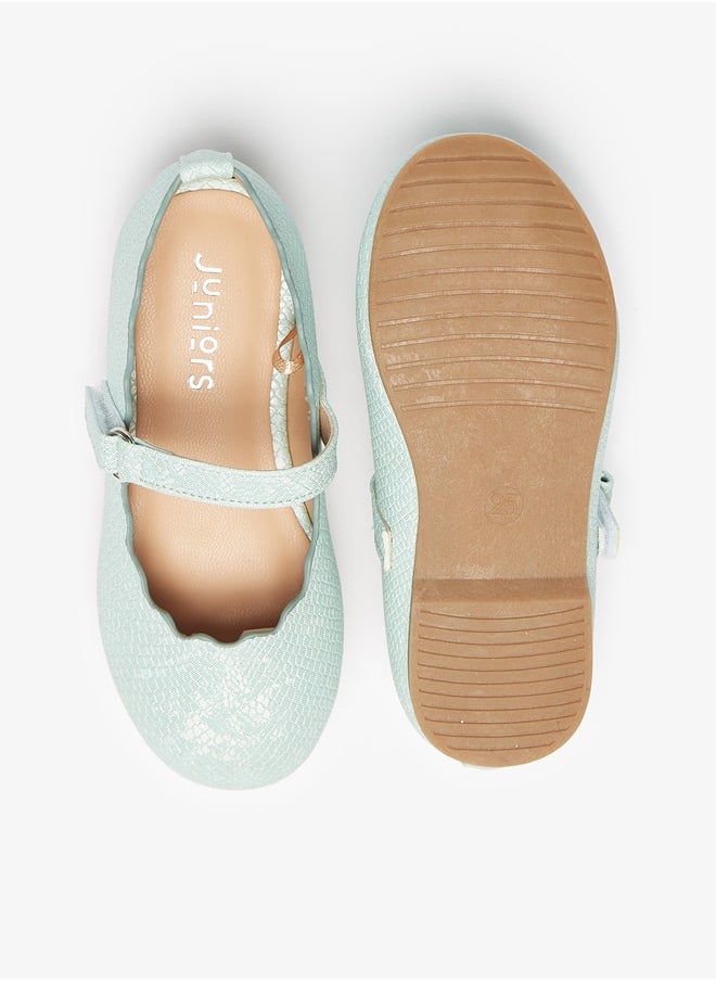 JUNIORS - Girls Textured Mary Jane Shoes with Hook and Loop Closure - Image 1