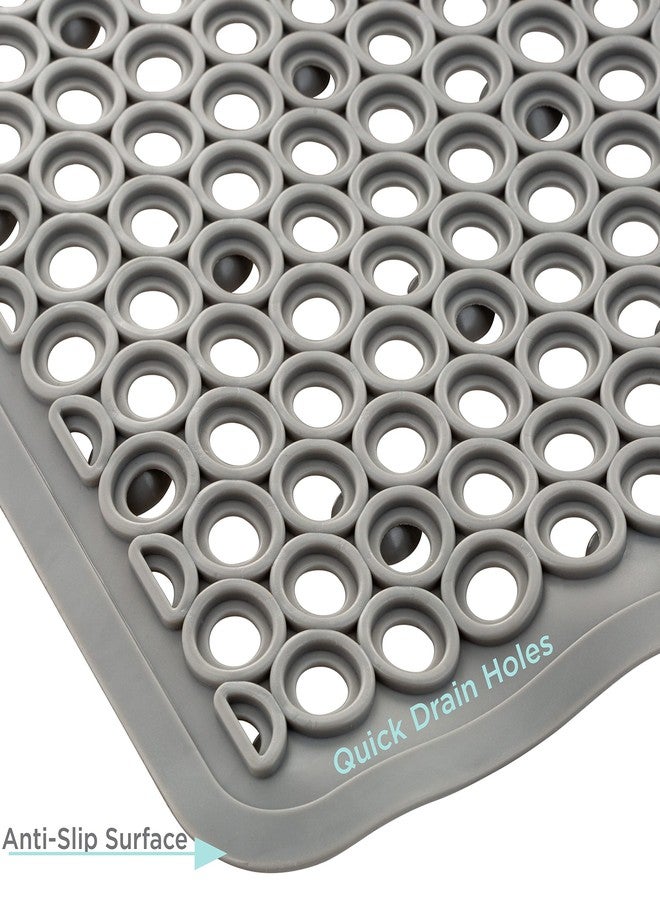 Bath Bliss Self-Draining Bathmat | Bathroom Tub and Shower Bath Mat | Anti-Slip Surface | Suction Cup Base | PVC Non Slip| Quick Dry | Grey - Image 5