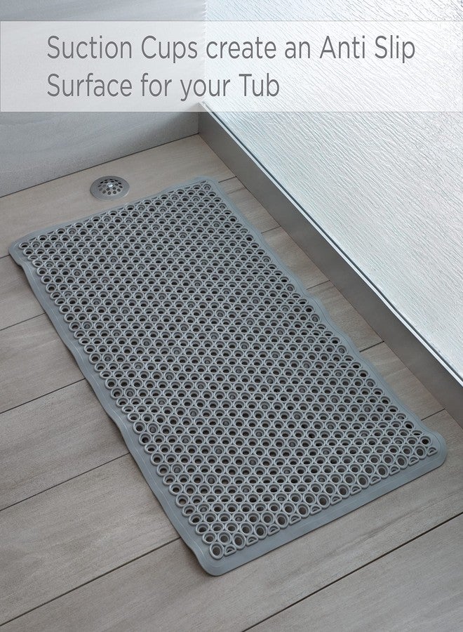 Bath Bliss Self-Draining Bathmat | Bathroom Tub and Shower Bath Mat | Anti-Slip Surface | Suction Cup Base | PVC Non Slip| Quick Dry | Grey - Image 3
