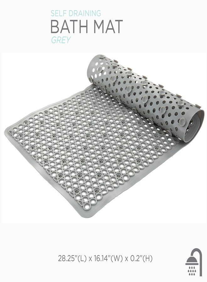 Bath Bliss Self-Draining Bathmat | Bathroom Tub and Shower Bath Mat | Anti-Slip Surface | Suction Cup Base | PVC Non Slip| Quick Dry | Grey - Image 2