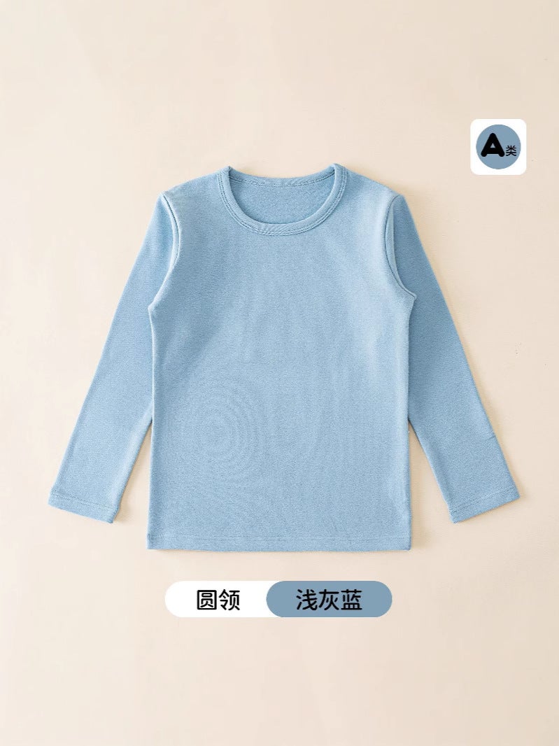 Children'S Light Plate Long Sleeve 100 Cotton 200G Solid Color Children'S Wear Base Shirt Blank Top T-Shirt - Image 5