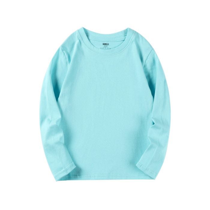 Children'S Light Plate Long Sleeve 100 Cotton 200G Solid Color Children'S Wear Base Shirt Blank Top T-Shirt - Image 1