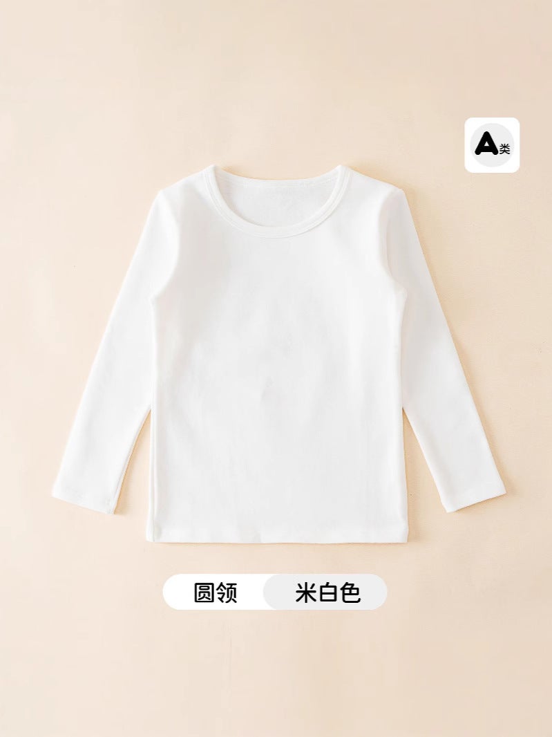 Children'S Light Plate Long Sleeve 100 Cotton 200G Solid Color Children'S Wear Base Shirt Blank Top T-Shirt - Image 2