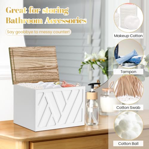 Jorkol Tampon Holder for Bathroom Decor, Feminine Product Organizer with Lid, Shark Week Tampon Storage, Wood Pad and Tampon Organizer for Toilet Organizer, Bathroom Accessories Box for Girl Stuff - Image 3