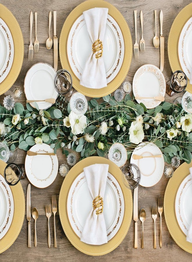 MAONAME 13" Gold Charger Plates Set of 12, Round Charger for Dinner Plates, Plate Chargers with Beaded Rim, Plastic Table Chargers for Wedding, Party - Image 5