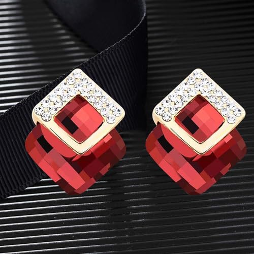 XFSAFDM 2 PCS Red Earrings for Women, Stylish Stud Earrings Set, Alloy Maroon Ear Studs for Girls and Women, Traditional and Modern Design, Gift for Her - Image 4