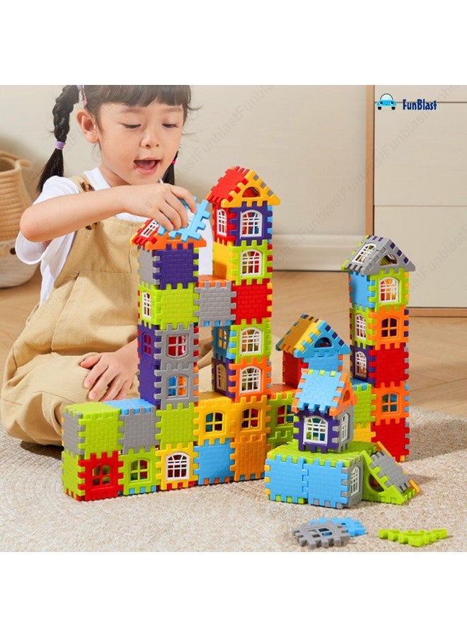FunBlast FunBlast House Building Block Toy with 36 Alphabet and Number Puzzle Mat for Kids Educational Learning Toys for Kids, Boys, Girls, Children (Multicolor) -72 Pieces  - Image 4