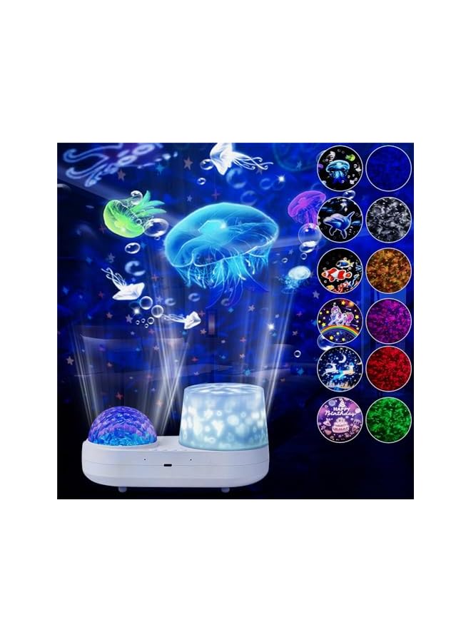 The Bros جهاز عرض ضوء الليل مع 6 أفلام و 10 موجات لونية، ضوء المحيط، مؤقت ودوران 360° لتزيين غرف نوم الأطفال والبالغين، هدايا عيد الميلاد وعيد الميلاد - Image 2