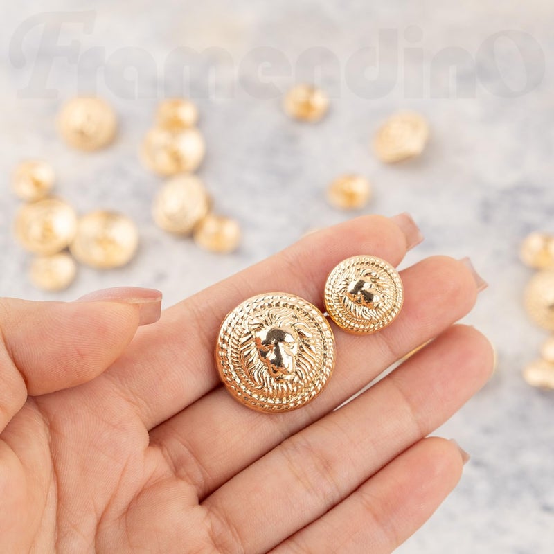 Framendino, 30 Pack Vintage Gold Lion Head Buttons Metal Blazer Button for Clothes Crafts 15mm 23mm - Image 4