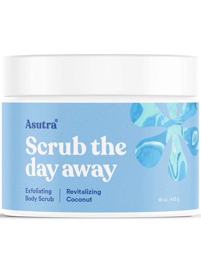 Asutra Dead Sea Salt Essential Oil Body Scrub Exfoliator (Revitalizing Coconut), 16 oz - Ultra Hydrating, Gentle, & Moisturizing - Coconut and Evening Primrose Oils  - Image 1
