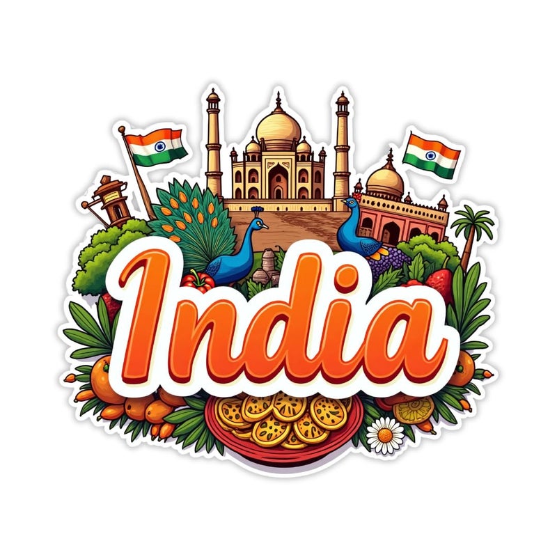 GiftOday India Country Theme Souvenir Wooden Refrigerator Stylish Fridge Magnet Perfect Souvenir Gift for Brother Sister Kids Kitchen Decor Fridge Decoration Size 3x3 Inches Pack of 1 - Image 1