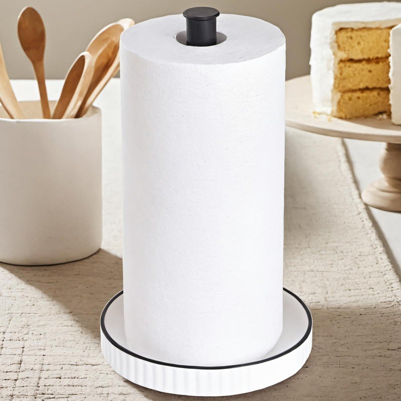 VROOMIUM Black Paper Towel Holder Countertop Ceramic Base EasytoClean 15 lbs 7 B x 125 H Stable Elegant and Durable Kitchen Roll Stand - Image 2