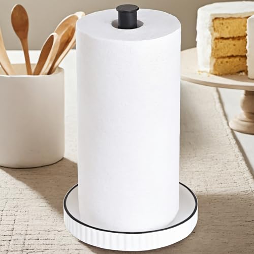 VROOMIUM Black Paper Towel Holder Countertop Ceramic Base EasytoClean 15 lbs 7 B x 125 H Stable Elegant and Durable Kitchen Roll Stand - Image 1