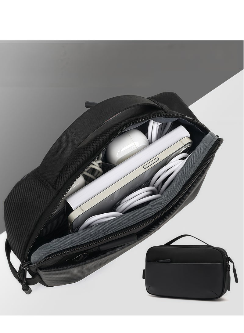 Skycare Skycare Large Storage Electronics Organizer Travel Case - Water-Resistant, Multi-Purpose Sling Bag for MacBook Chargers, Cables, iPad, Makeup, and More - Black  - Image 2