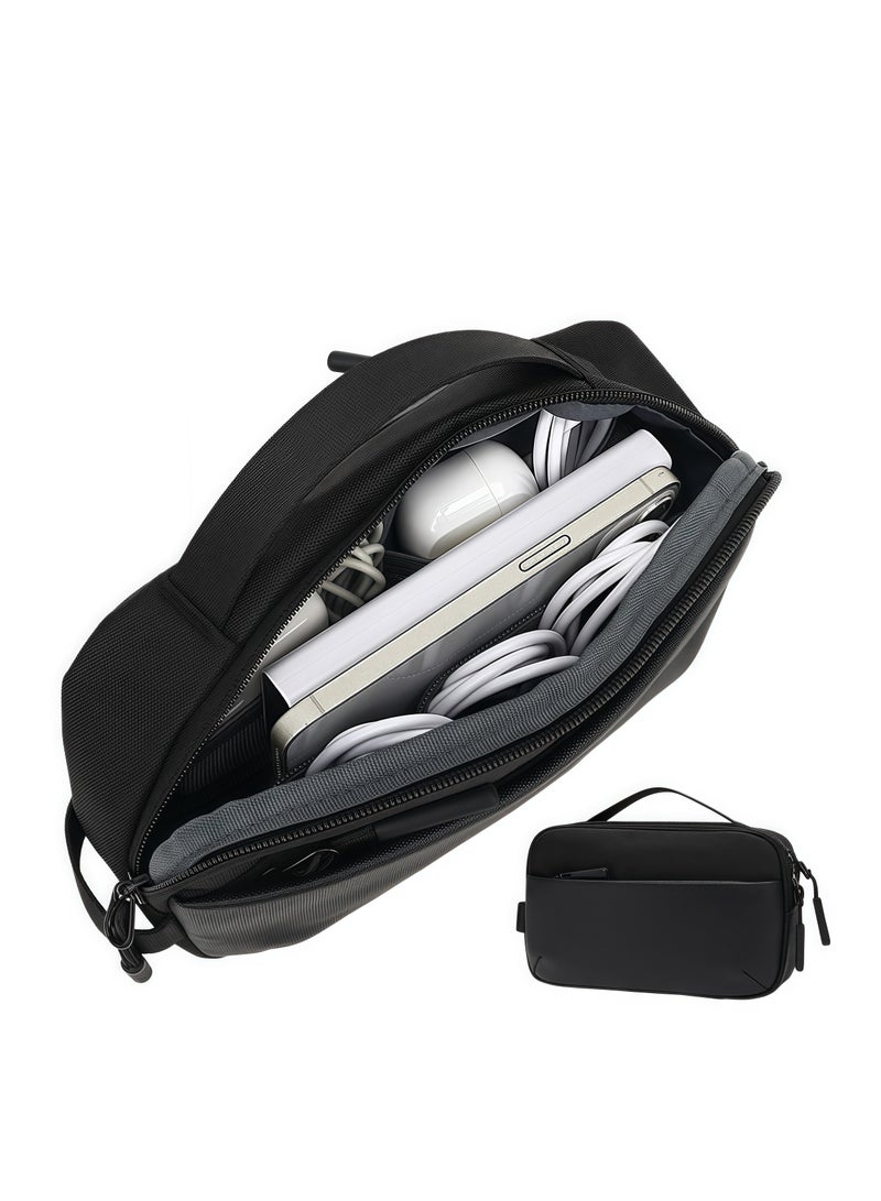 Skycare Skycare Large Storage Electronics Organizer Travel Case - Water-Resistant, Multi-Purpose Sling Bag for MacBook Chargers, Cables, iPad, Makeup, and More - Black  - Image 1