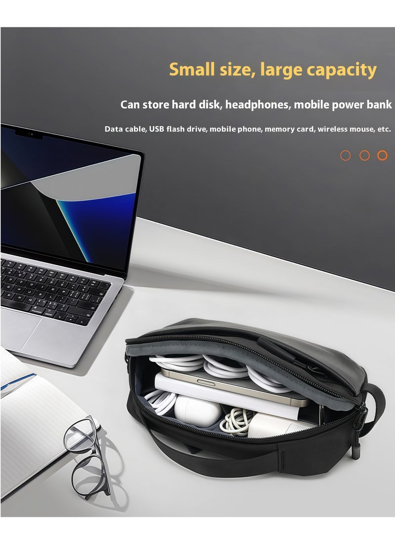 Skycare Skycare Large Storage Electronics Organizer Travel Case - Water-Resistant, Multi-Purpose Sling Bag for MacBook Chargers, Cables, iPad, Makeup, and More - Black  - Image 3