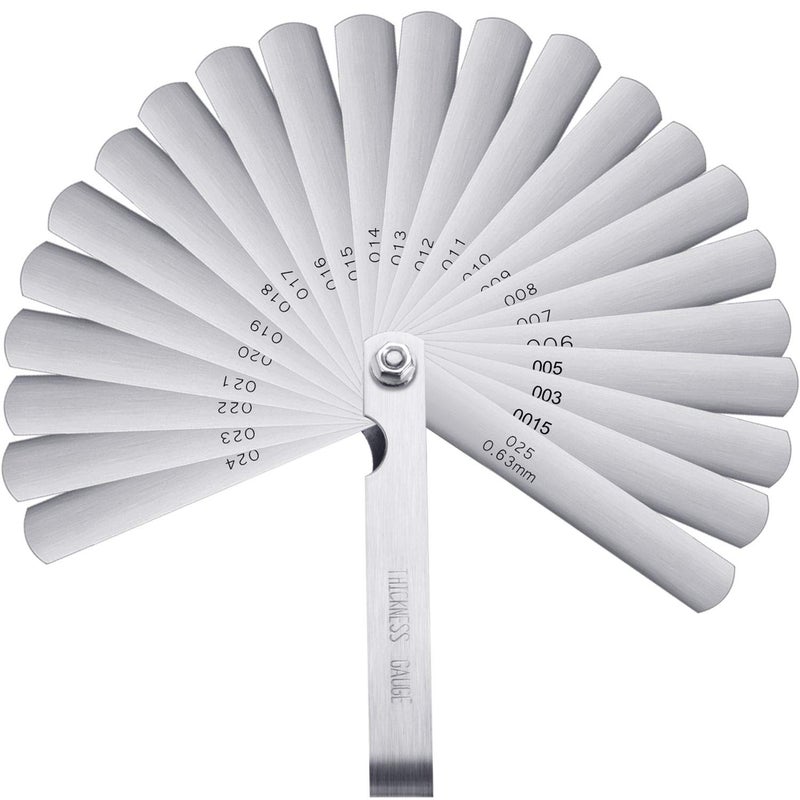 Hotop Stainless Steel Feeler Gauge Dual Marked Metric and Imperial Measuring Tool(0.0015/0.04-0.025/0.635 mm, 26 Blades) - Image 1
