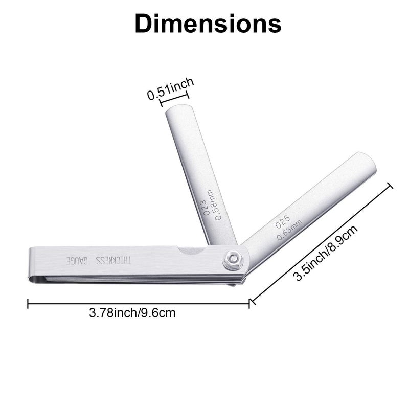 Hotop Stainless Steel Feeler Gauge Dual Marked Metric and Imperial Measuring Tool(0.0015/0.04-0.025/0.635 mm, 26 Blades) - Image 3