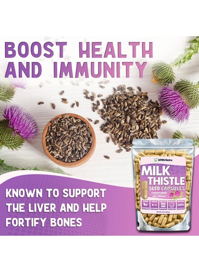 XPRS Nutra Milk Thistle Seed Capsules - 360 Count (6 Month Supply) Premium Milk Thistle Supplement Rich in Silymarin to Support the Liver and Digestion - Pure, Non-GMO Cardo Mariano Milk Thistle Pills - Image 3
