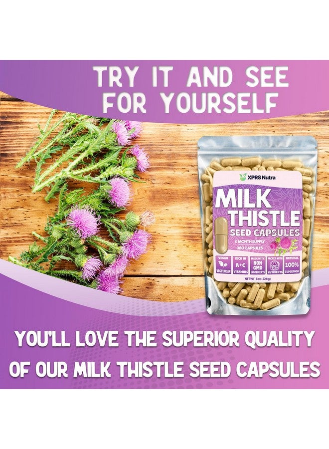 XPRS Nutra Milk Thistle Seed Capsules - 360 Count (6 Month Supply) Premium Milk Thistle Supplement Rich in Silymarin to Support the Liver and Digestion - Pure, Non-GMO Cardo Mariano Milk Thistle Pills - Image 5