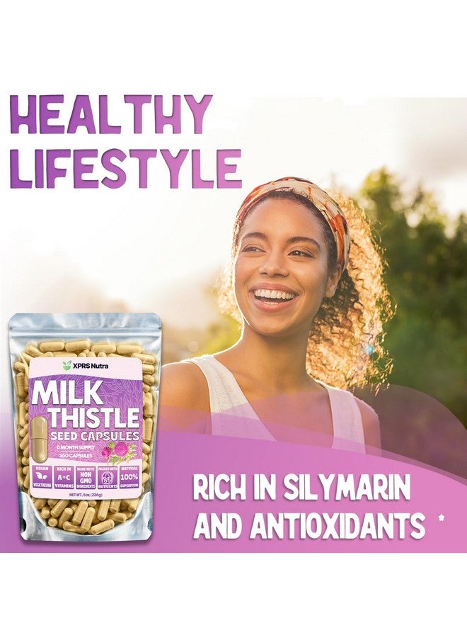 XPRS Nutra Milk Thistle Seed Capsules - 360 Count (6 Month Supply) Premium Milk Thistle Supplement Rich in Silymarin to Support the Liver and Digestion - Pure, Non-GMO Cardo Mariano Milk Thistle Pills - Image 2