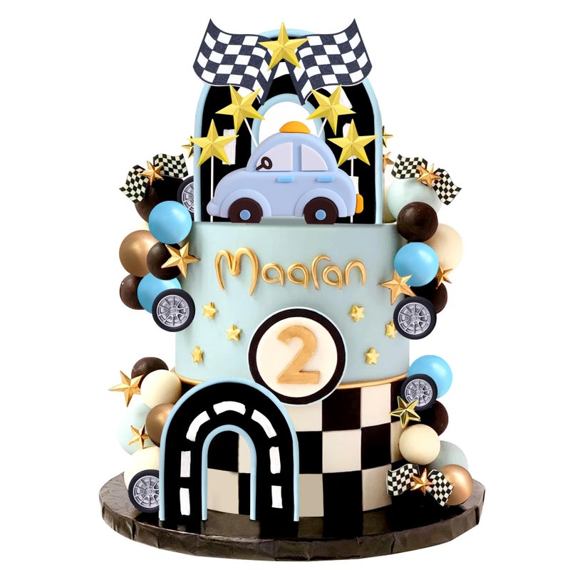 LAST HOE DOWN 64PCS Race Car Cake Topper Cars Cake Topper Car Birthday Party Decoration Race Track Decorations - Image 2