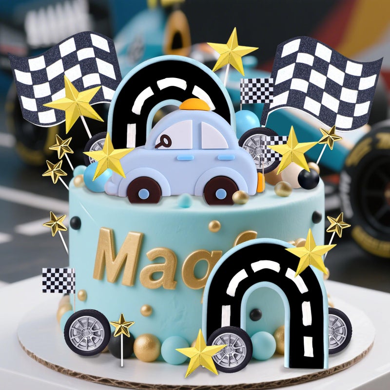 LAST HOE DOWN 64PCS Race Car Cake Topper Cars Cake Topper Car Birthday Party Decoration Race Track Decorations - Image 4