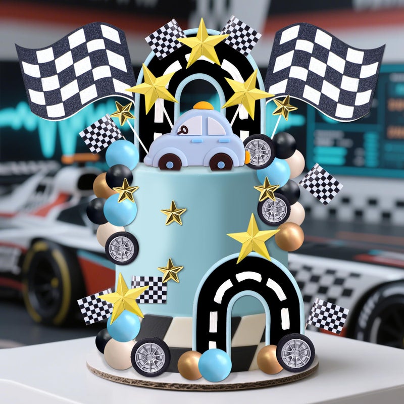 LAST HOE DOWN 64PCS Race Car Cake Topper Cars Cake Topper Car Birthday Party Decoration Race Track Decorations - Image 5
