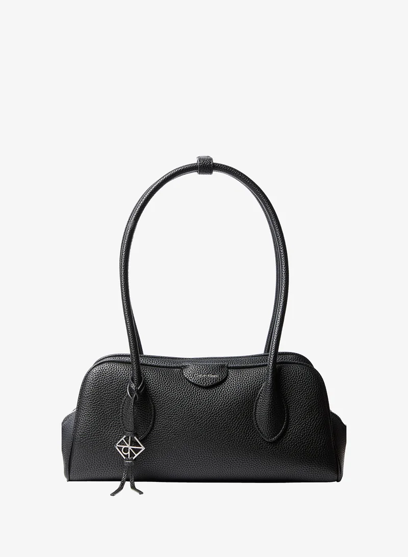 Emblem Pebble Grain Extended Side Shoulder Bag