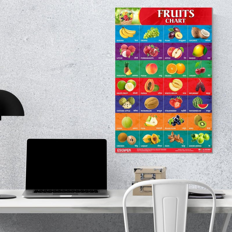 ESCAPER Fruits Educational Charts for Kids, Charts for Kids Learning (11.5 x 17.5 inches), Kids Study Material, Kids Learning Books, Educational Posters - Image 4