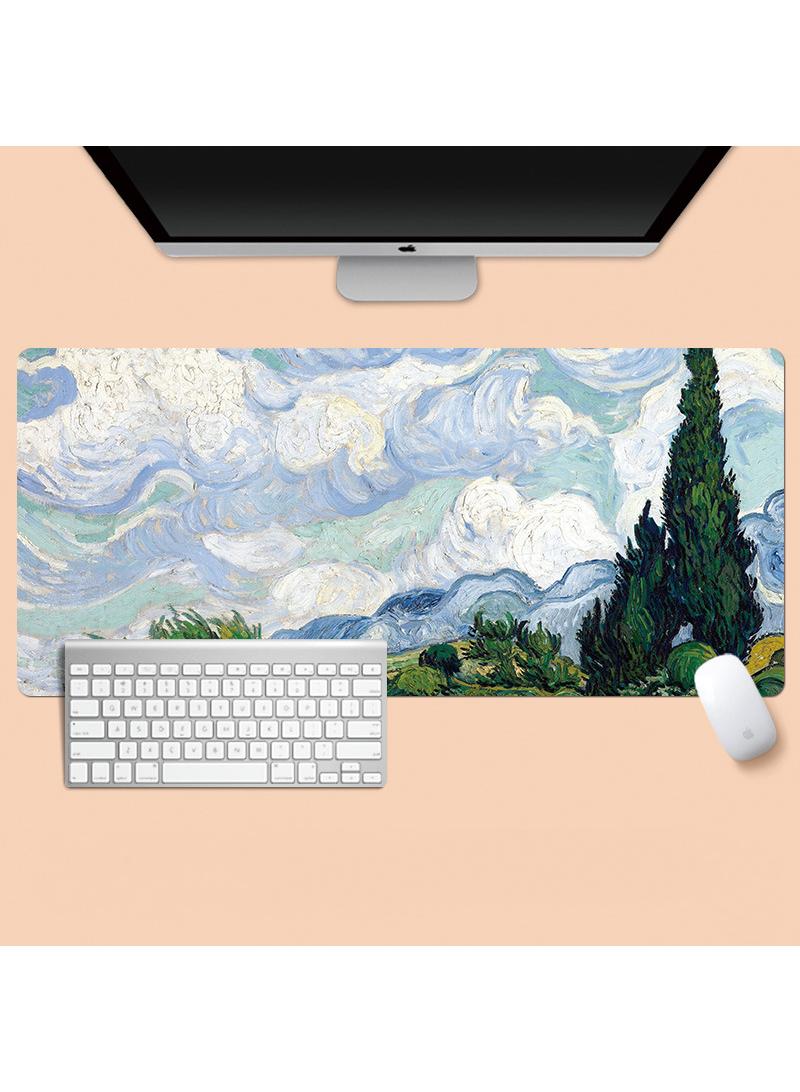 Y&D Van Gogh'S Oil And Landscape Paintings Gaming Mouse Pad Extended Large Mat Desk Pad Stitched Edges Mousepad Long Mouse Pad And Non-Slip Rubber Base Mice Pad 800X300X4mm