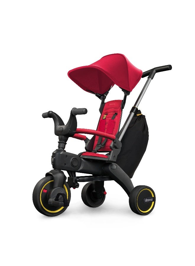Doona Liki Trike S3 Kids 4‑in‑1 Ride‑On Tricycle, Converts to Scooter and Pushbike, Easily Foldable, Adjustable Seat and Canopy with Parent Push Handle, For Ages 1–5, Flame Red - Image 1