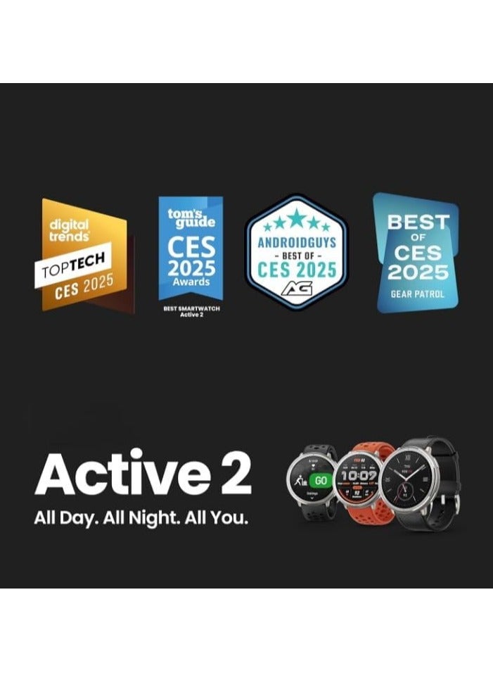 FIPKA Active 2 Premium Smart Watch 44mm – AMOLED Display, 10-Day Battery, GPS, 160+ Sports Modes, Heart Rate & Sleep Tracker, Waterproof – 2 Straps (Leather + Silicone) - Image 4