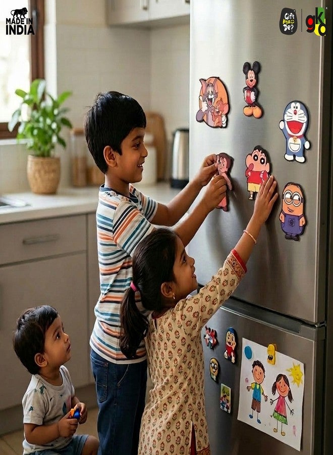 Gift Kya De GKD Wooden Fridge Magnet Set - Pack of 6 | Cartoon Fridge Magnets - Fun Refrigerator Magnets Featuring Popular Characters - Cute & Durable Fridge Decor for Kids & Adults Cartoons - Image 4