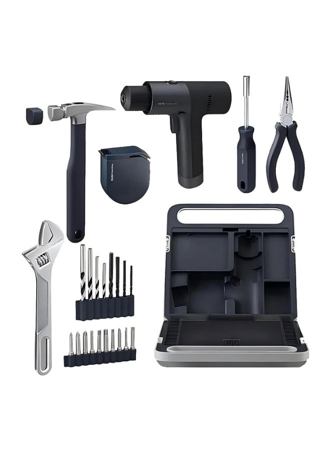 HOTO 12V Brushless Drill Tool Set, Cordless Drill with 30Nm Torque, LED Display, USB-C Rechargeable, Complete Home DIY Toolkit with Accessories - Image 1