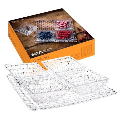 Nachtmann Crystal Bossa Nova Square Plate Set (Clear) -Set of 5 (Imported from Germany) - Image 1