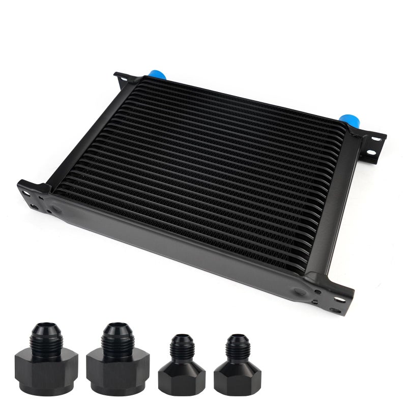 HTRACING 25 Row AN10 10AN Transmission Oil Cooler Kit Stacked Plate With 6AN 8AN Adapter Universal Engine Transmission British Radiator Oil Cooler Condenser Aluminium Alloy Black