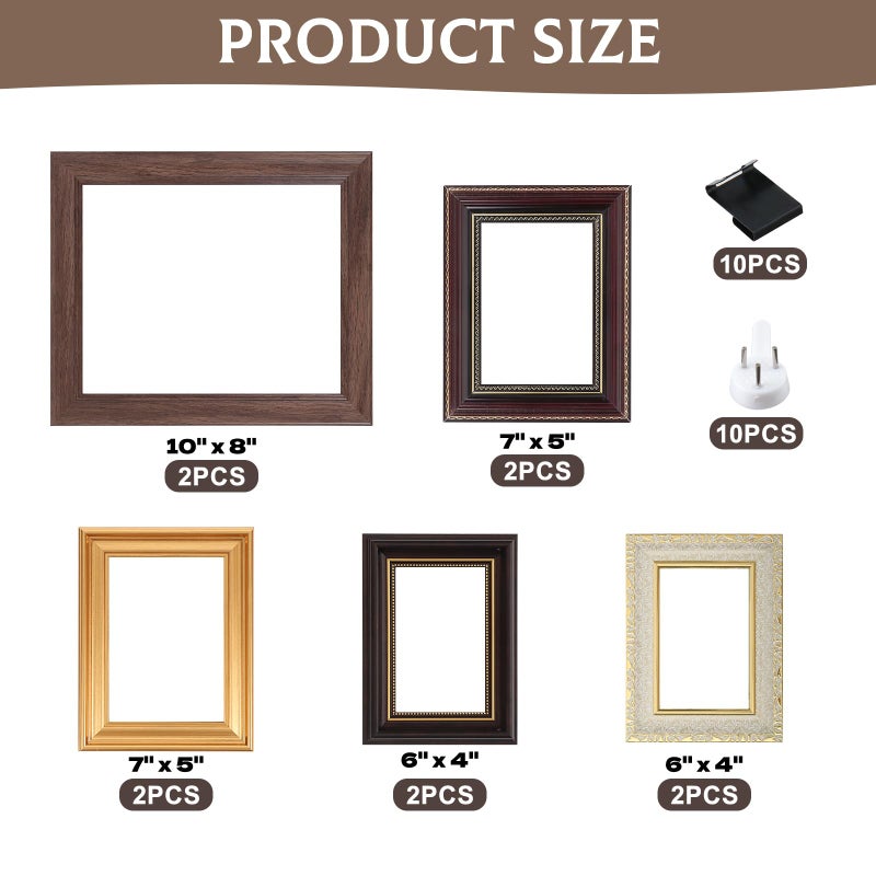 Foxtell 10 Pack Vintage Picture Frames for Wall or Tabletop Display Ornate Vintage Picture Frames Vintage Wall Art for Gallery Bedroom Living Room Antique Photo Frame for Wall DÃ©cor - Image 2