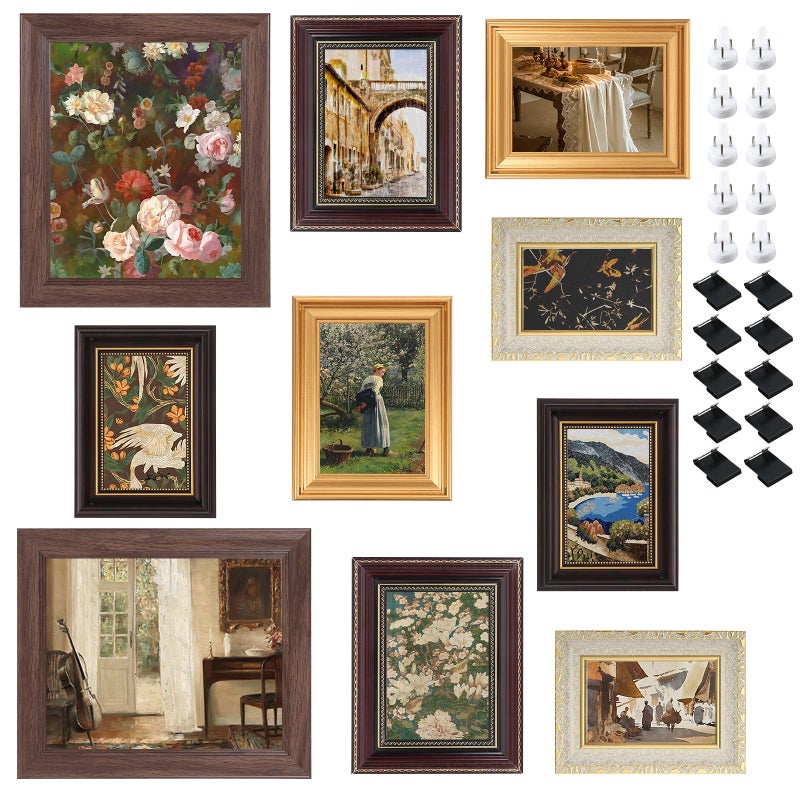 Foxtell 10 Pack Vintage Picture Frames for Wall or Tabletop Display Ornate Vintage Picture Frames Vintage Wall Art for Gallery Bedroom Living Room Antique Photo Frame for Wall DÃ©cor - Image 1